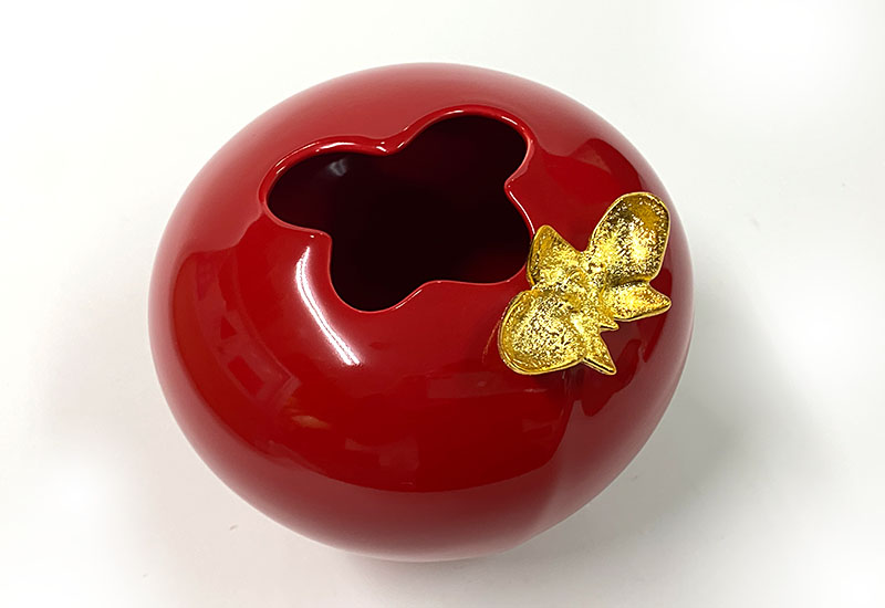 傑作陶 G51繪金紅苞瓶(鍍鈦)